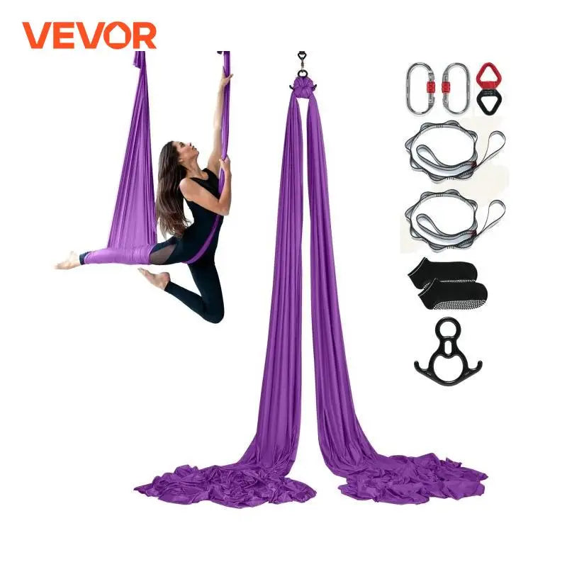 8.7/11 Yards Aerial Yoga Hammock & Swing Yoga Starter Kit Aerial Silk Fabric Yoga Strap Accessory for All Levels Fitness
