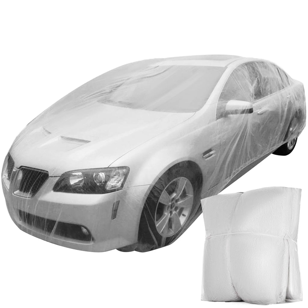 Plastic Universal Full Car Cover 10 Individual Packages Disposable 3.8 X 6.6 m Size Rain Dust Shelter for Most Sedan Car