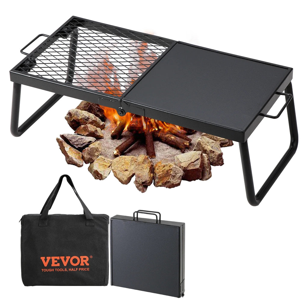 Folding Campfire Grill,Portable Camping Grates Camp Fire Cooking Equipment with Legs Carrying Bag for Outdoor BBQ Cooking
