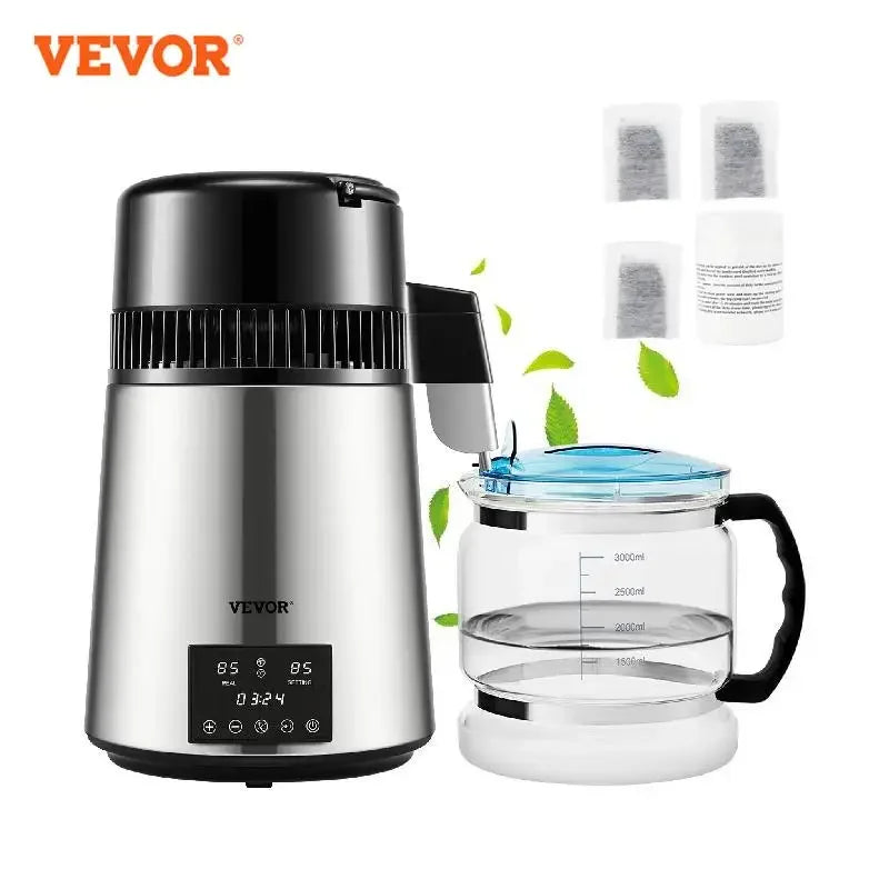 4L Water Distiller Purifier Filter Dispenser Drinking Bottle Softener Dual Temp Display Overheat Protection Home Appliance