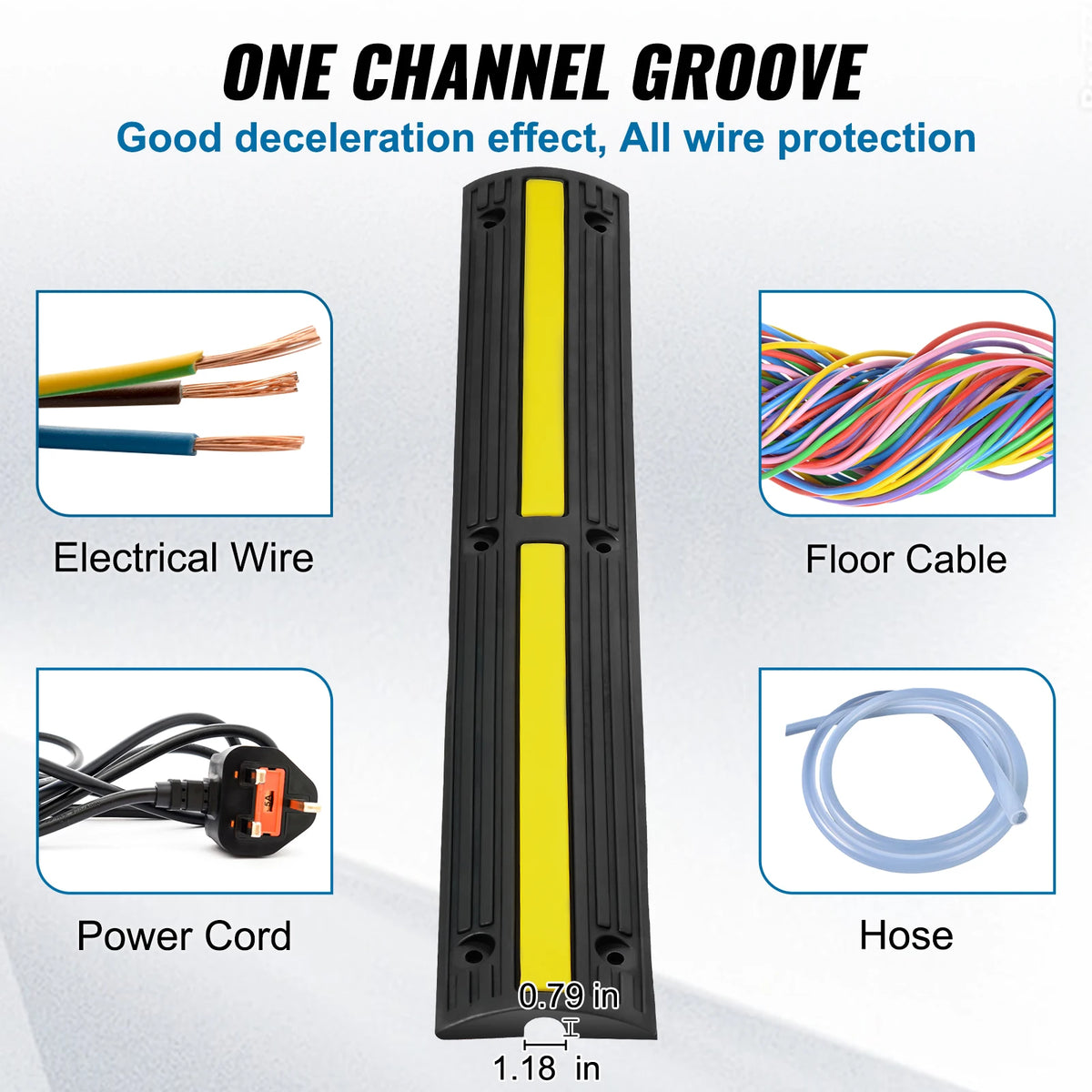 Vip Plcb Ramp 3.28 ft Cable Protector Ramp, 4 Pack of 1 Channel,18000 lbs/axle Capac ...