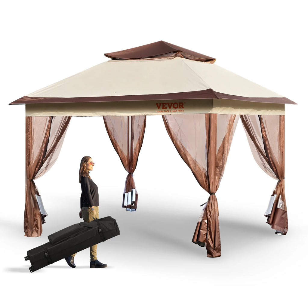 Patio Gazebo Outdoor Pop up Large Gazebo for 8-10 Person  Portable Waterproof Stable Sun Shelter for Patio Backyard Garden