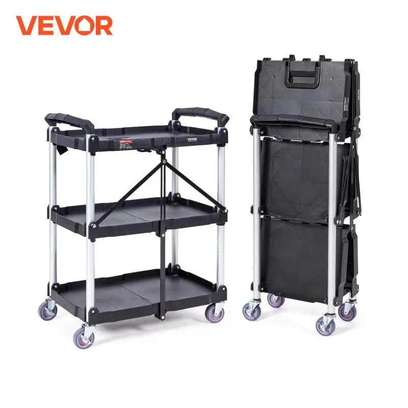 3 Tier Folding Rolling Utility Cart Storage Shelf Movable Gap Rack Serving Cart Slim Slide Organizer for Kitchen Bathroom