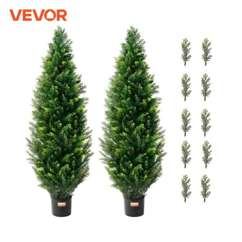 Artificial Cedar Topiary Tree Evergreen Fake Pine Cypress Trees Plant Artificial Greenery Set for Home Decor IndoorOutdoor
