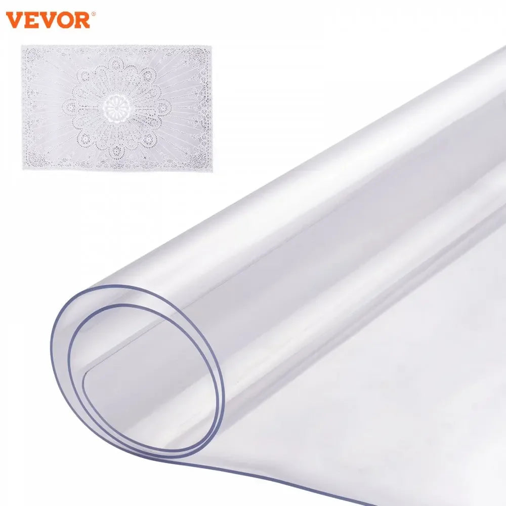 Plastic Table Cover  Thick Clear Table Protector, Rectangle PVC Desk Mat, Waterproof & Easy Cleaning Desk Pad Tablecloth