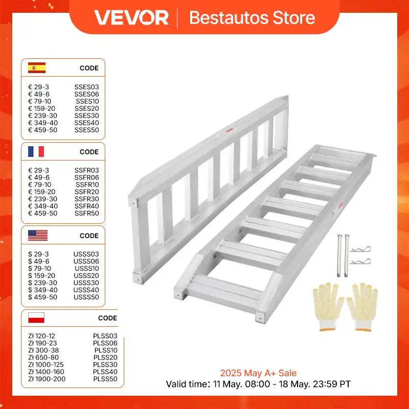 Aluminum Ramps 8810 lbs Heavy-duty Ramps with Top Hook Attaching End, Universal Loading Ramp for Motorcycle Tractor Trucks