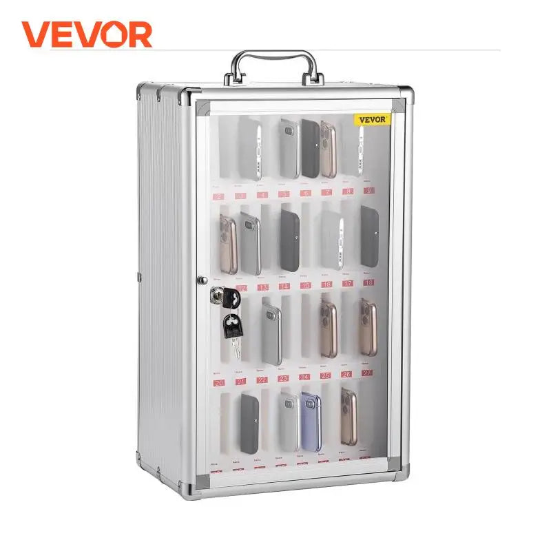 36 Slots Cell Phone Cabinet Silver Aluminum Alloy Pocket Chart Wall Mounted Storage Locker Box for Classroom Office Gym