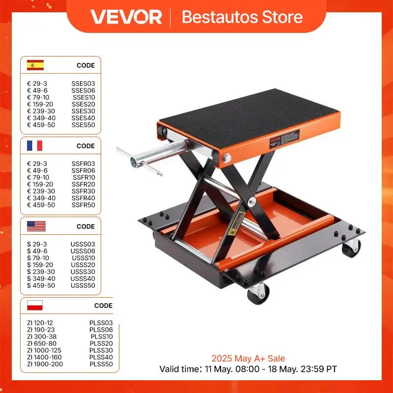 Motorcycle Lift 1100 LBS Motorcycle Lift Scissor Lift Jack with Dolly & Hand Crank Center Hoist Crank Stand for Motorcycle