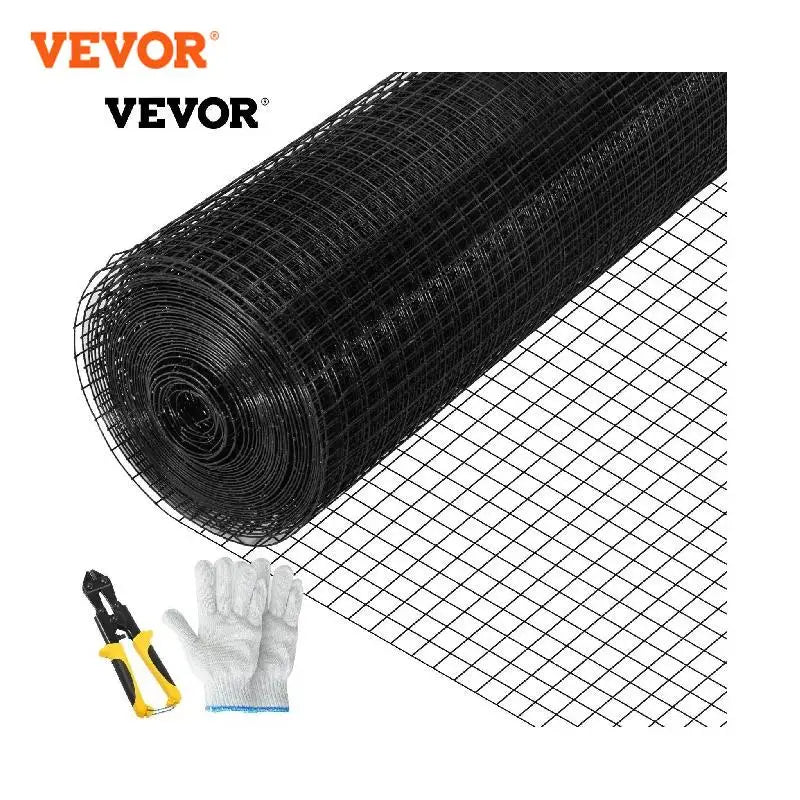 Welded Wire Fence Vinyl Coated Chicken Rabbit Mesh 1"x1" 16 Gauge 24"x50'/24"x100'/36"x50' Black Hardware Cloth & Mesh
