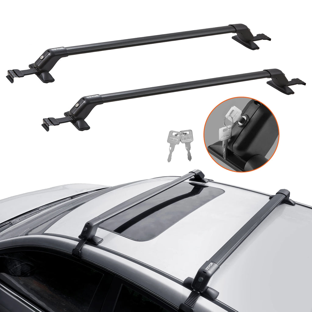 Universal 41.3" Aluminum Roof Rack Crossbars Fit Roof without Side Rail 155 lbs Load Capacity for SUVs Sedans and Vans