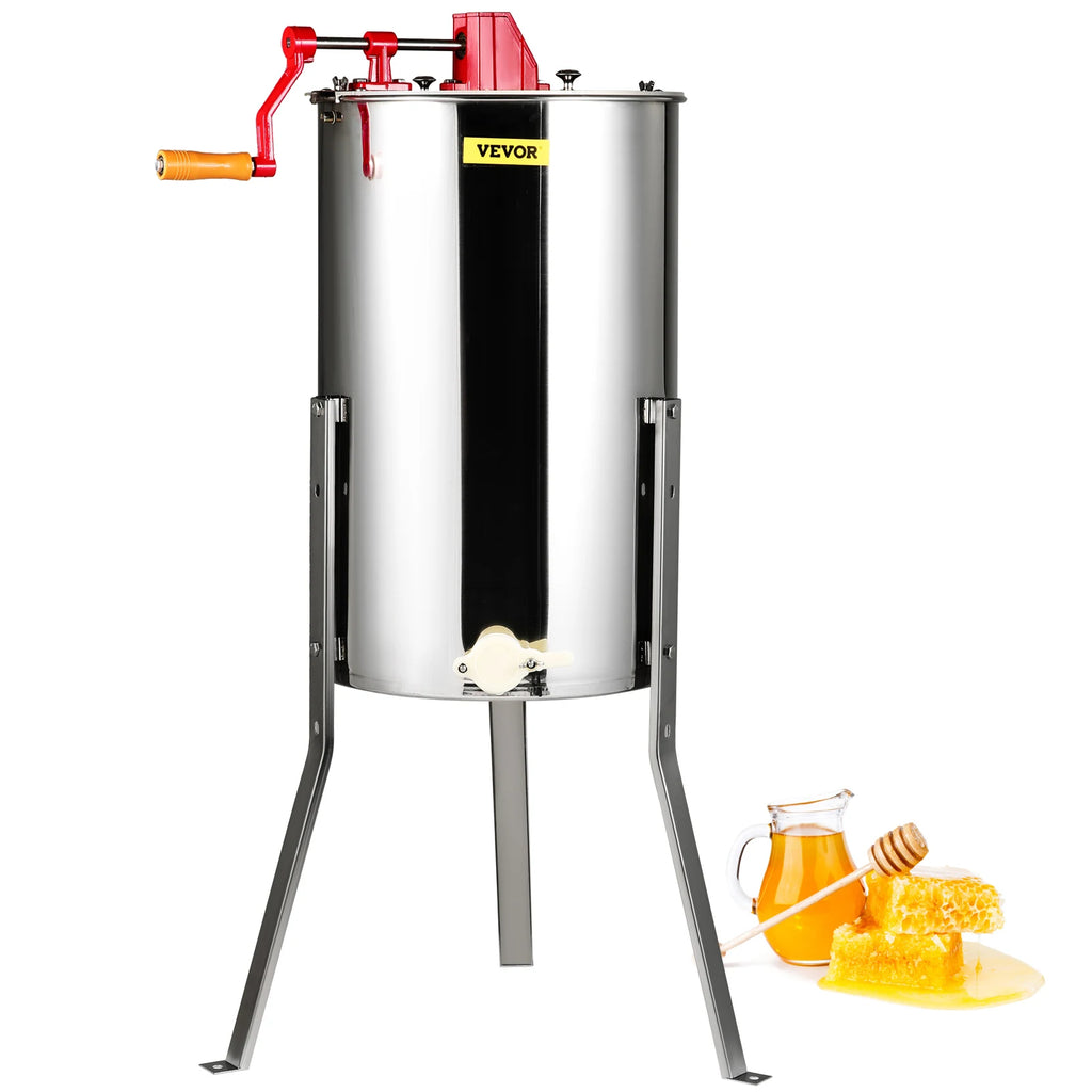 Manual Honey Extractor, 3 Frames Honey Spinner Extractor, Stainless Steel Beekeeping Extraction, Honeycomb Drum Spinner
