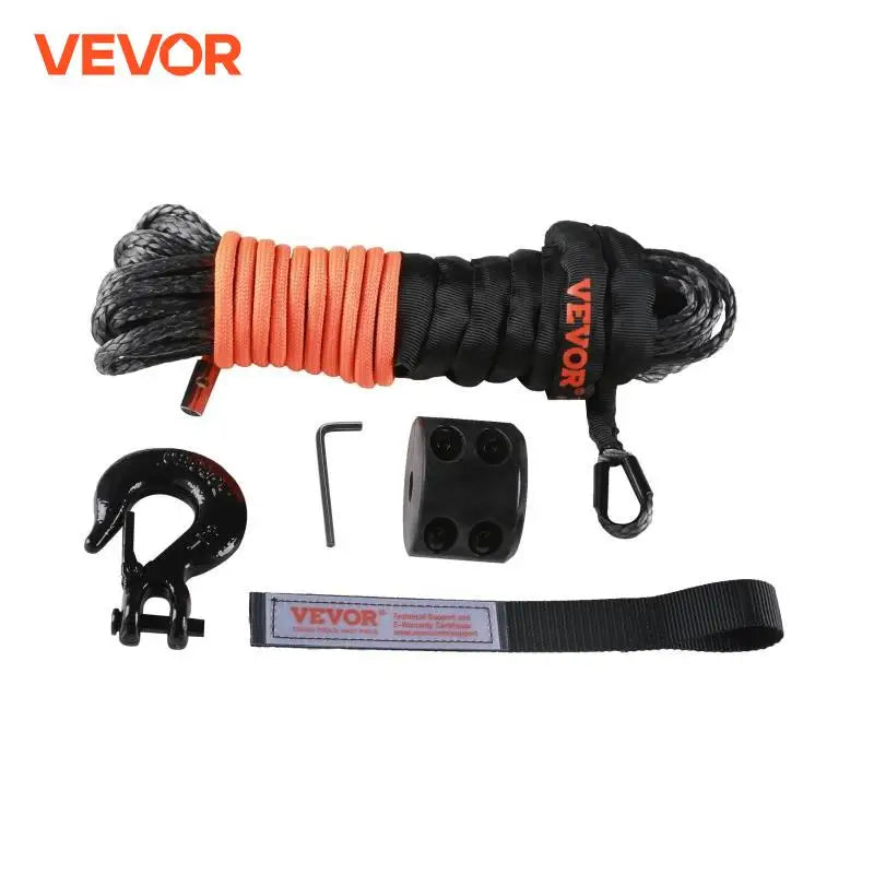 8350/10000 lbs Synthetic Winch Rope 50ft Line String Cable Rope with Forged Winch Hook for ATV Car Outdoor Accessories