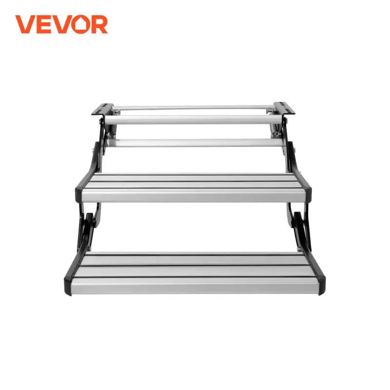 RV Steps 2-Step Manual Retractable RV Stairs Foldable 440 LBS Load Capacity Aluminum Alloy Steps Thickened Steel Plate