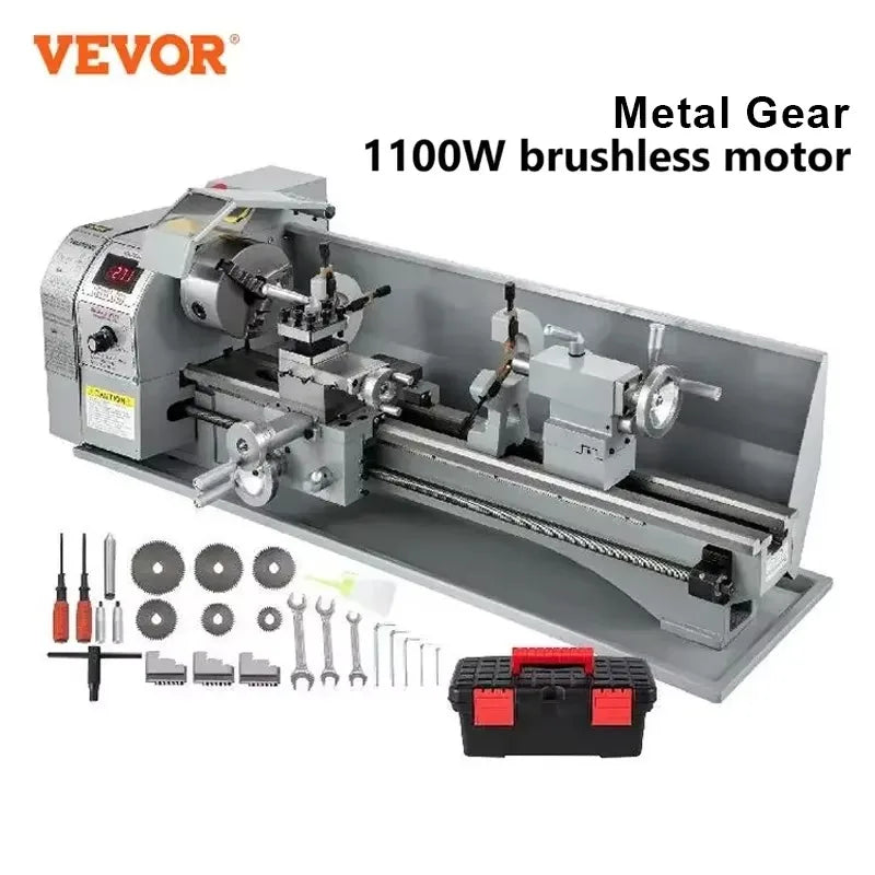 Precision Benchtop Power Metal Lathe 220 x 750MM Variable Speed LED Brushless Lathe For Making Metric and Inch Threads