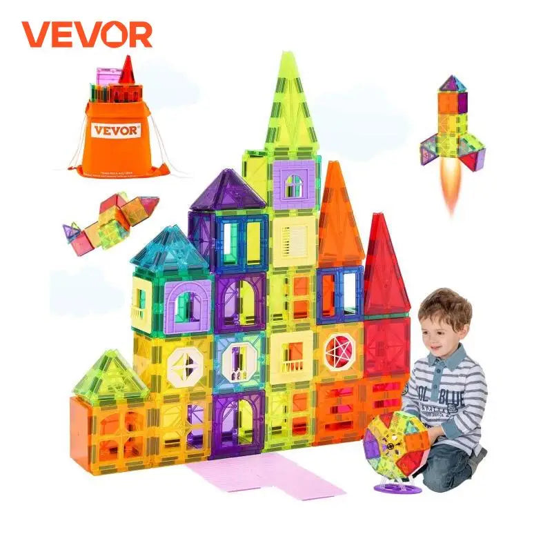 181PCS Magnetic Tiles for Boys Girls Magnetic Blocks Building Set for Toddlers Educational Toys Kids DIY Montessori Gifts