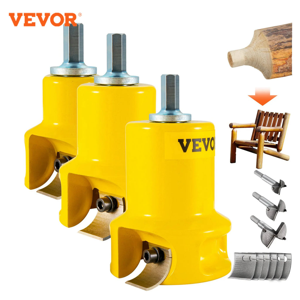 4/6/8Pcs Tenon Cutter Log Furniture Kit 1/1.5/2in Straight/Curved Blades Commercial Woodworking Tool for Corded Drill