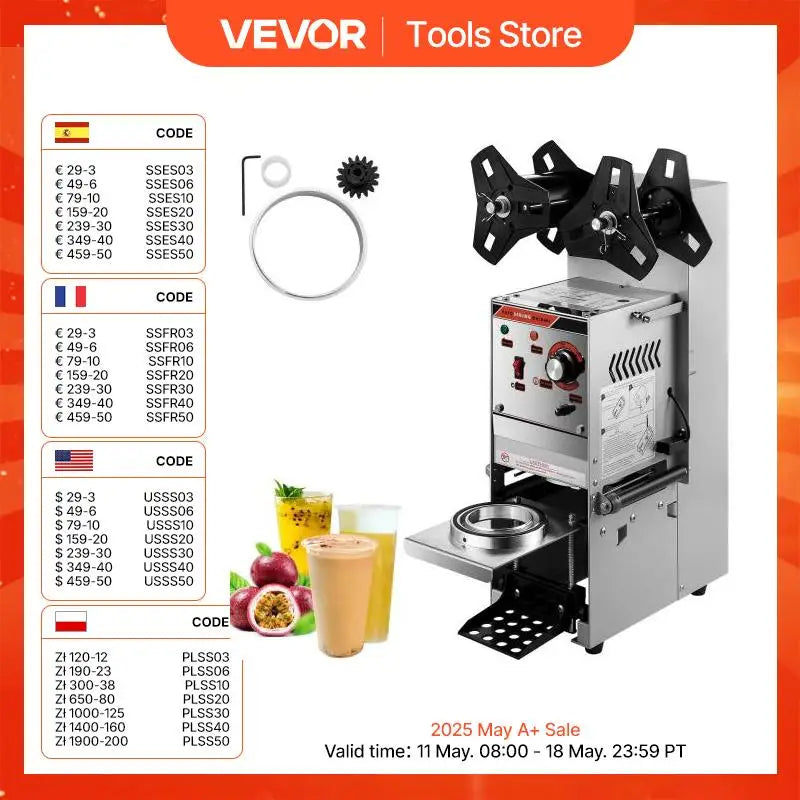 90mm / 95mm Diameter Semi-Automatic Bubble Tea Cup Sealer Stainless Cup Sealing Machine for Commercial Coffee Cocoa Drinks