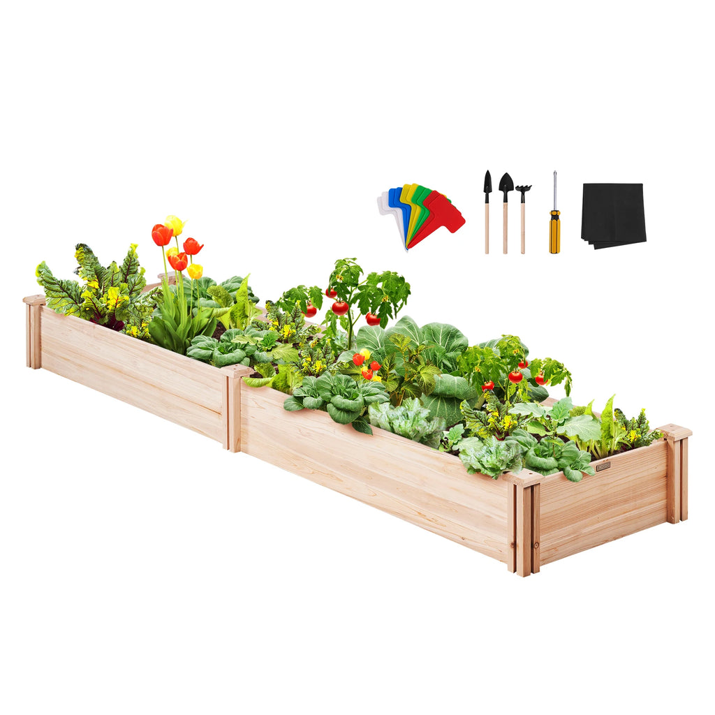 Wooden Raised Garden Bed Planter Box Elevated/Floor w/ Whole Kit and Drainage System for Planting Flower Vegetable Herb