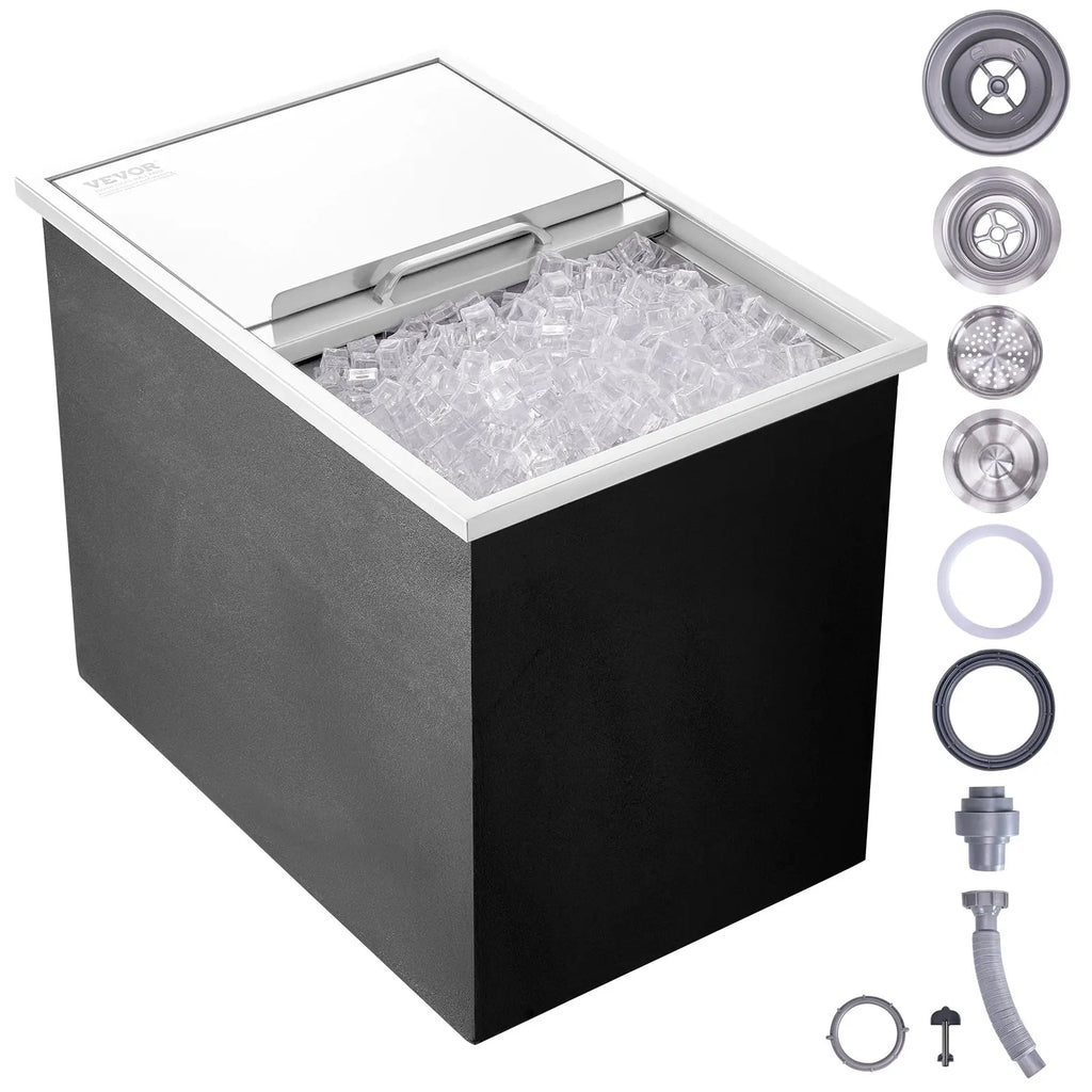Drop in Ice Chest,Stainless Steel Ice Cooler,Ice Bin with Sliding Cover,40.9qt Outdoor Kitchen Ice Bar,for Cold Wine Beer