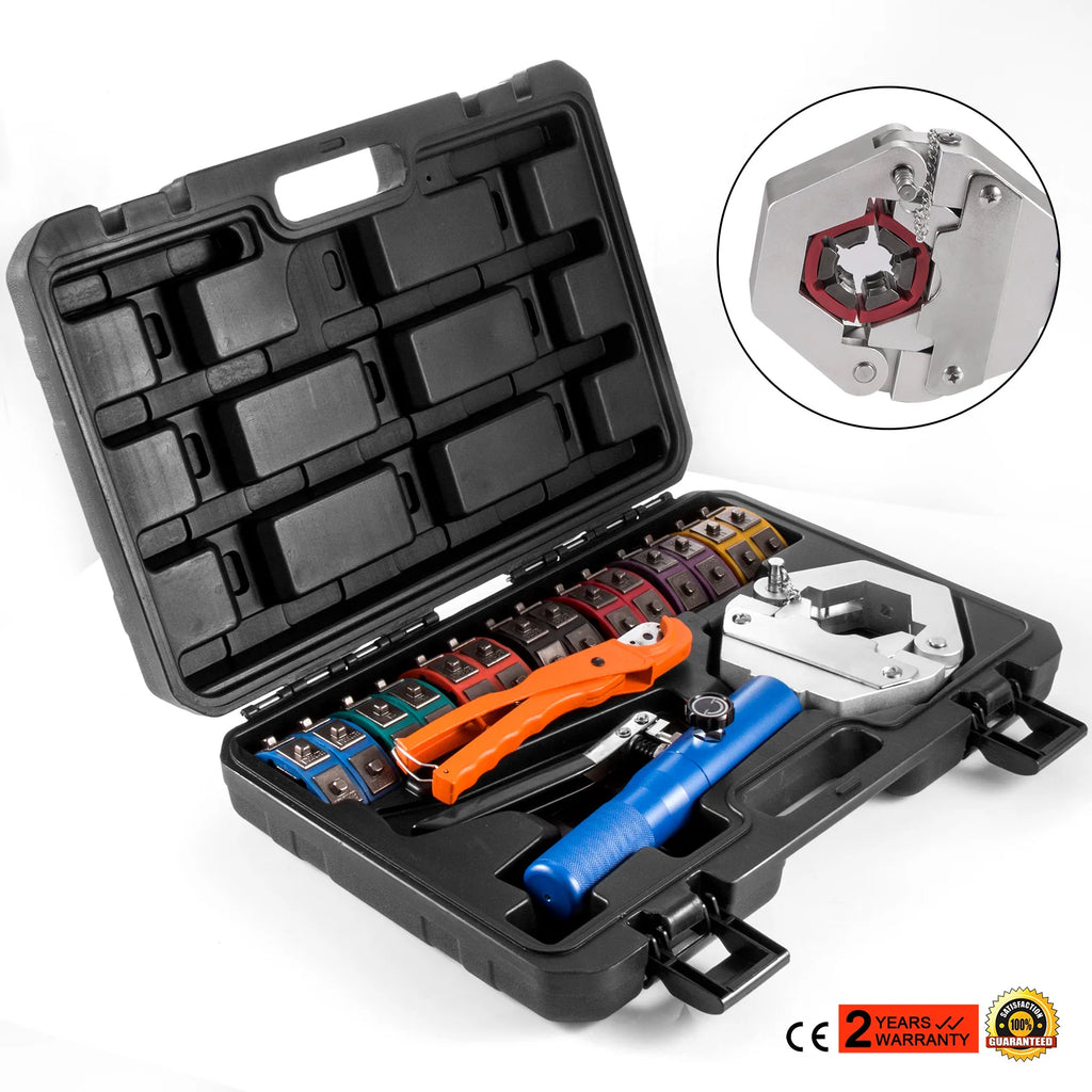 SucceBuy Manual AC Hose Crimper 71500 with 7Dies Hydraulic Hose Crimping Tool Hydraulic Press Auto Air Conditioning Repair Set