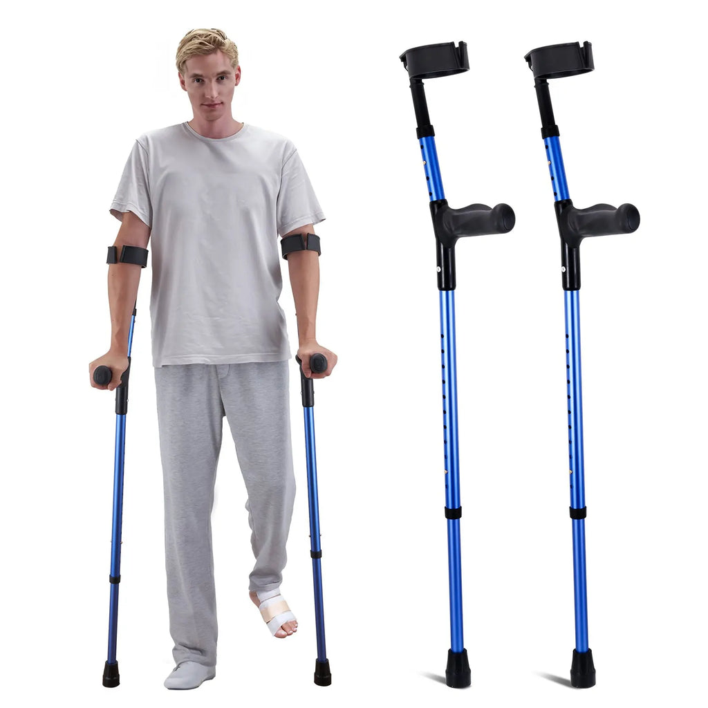 Forearm Crutches for Adults, 10/11Level Height Adjustable Walking Crutches with 4-Level Upper Cuff, Lightweight Aluminum