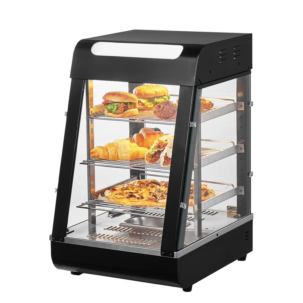 3-Tier Commercial Food Warmer Display, 1000W Food Display Warmer with Light, Adjustable Shelf and Temperature Display
