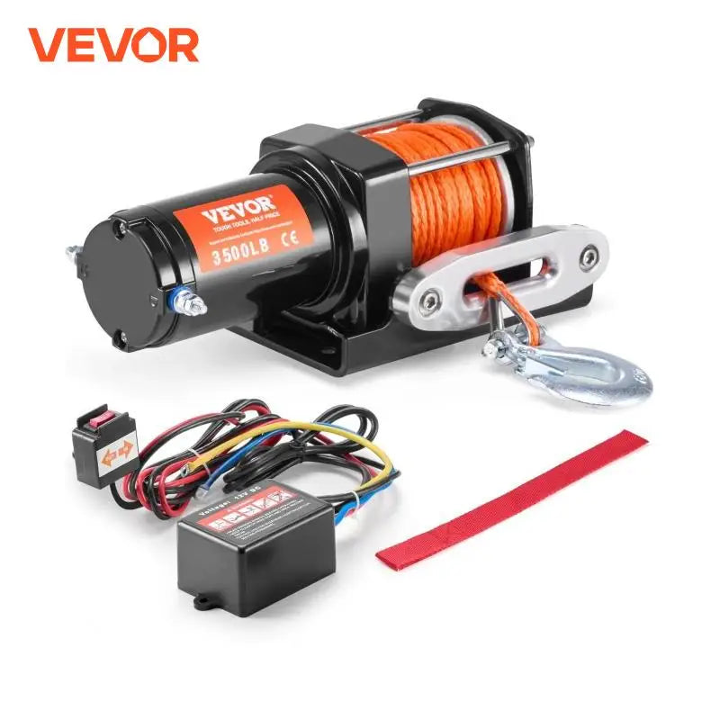 3500lbs Electric Winch ATV/UTV Wired Car Winch with 39 ft Synthetic Rope Aluminum IP55 Waterproof for Towing Boat Truck
