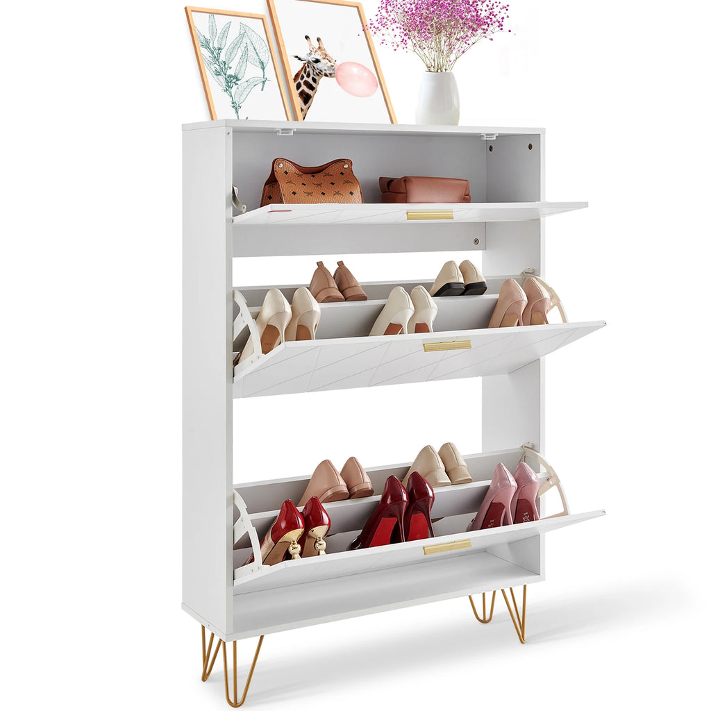 Shoe Cabinet with 2/3 Flip Drawers Shoe Storage Cabinet for Entryway Free Standing Shoe Storage Organizer for Heels Boots