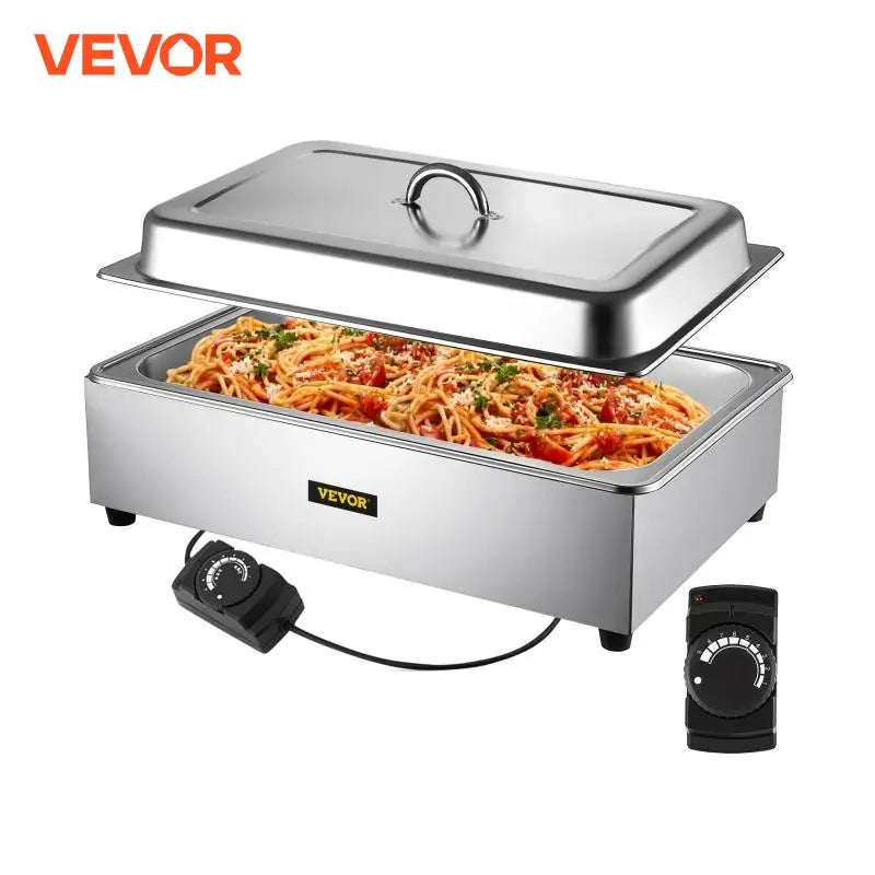 Commercial Food Warmer Stainless Steel Full-Size 1 Pot Steam Table with Lid 9.5 Quart For Kitchen Tableware Dishes Plates
