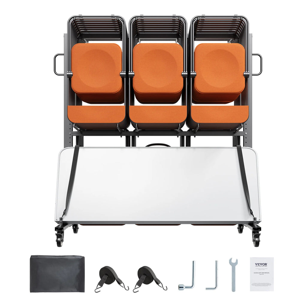 Folding Chair Rack, 800LBS Capacity,Heavy-duty Chair Cart for 84 Chairs/12 Tables+42 Chairs,Dual-layer Chair Storage Dolly