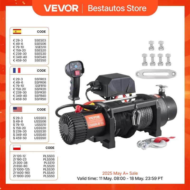 8000-13000lbs Electric Winch With Remote Control ATV Nylon Rope Winch for Towing Jeep Off-Road SUV Truck Car Trailer Boat