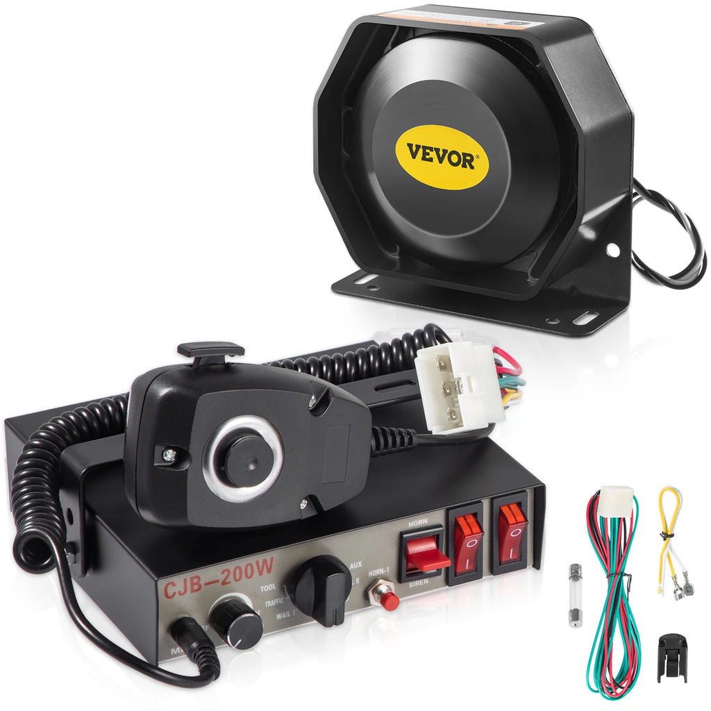Siren Bundle 8 Tones Emergency Warning Siren, 200W, for Police, Ambulance, Fire Fighting and Engineer Vehicles