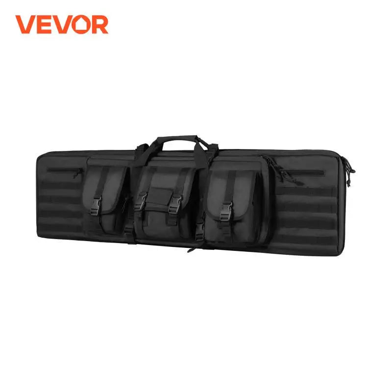 Rifle Bag 42 inch Tactical Double Long Gun Bag Soft Rifle Case with Lockable Zipper Portable Handle & Shoulder Strap Black