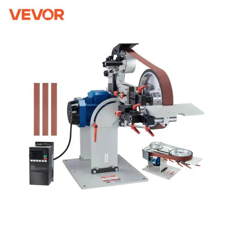 Belt Grinder Sander Variable Speed Belt Polisher with VFD 1500W Knife Sharpener with Grinding Moulds & 3PCS Sanding Belts