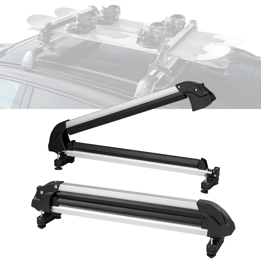 31.7-Inch Universal Ski Rack for Car Roof Fit Most Crossbars Aluminum Snowboard Ski Rack with Lock & Rubber Padding
