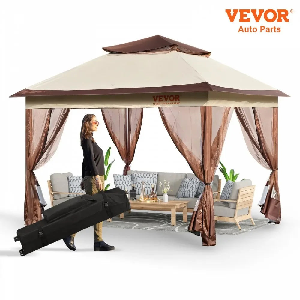 11x11/10x10/10x13ft Portable Patio Gazebo PU Coated 250D Garden Market Waterproof Collapsible Outdoor Canopy Party Tent