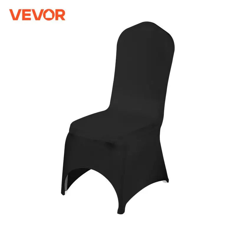50 Pcs Black Chair Covers Polyester Spandex Stretch Slipcovers for Wedding Party Dining Banquet Arched-Front Chair Covers
