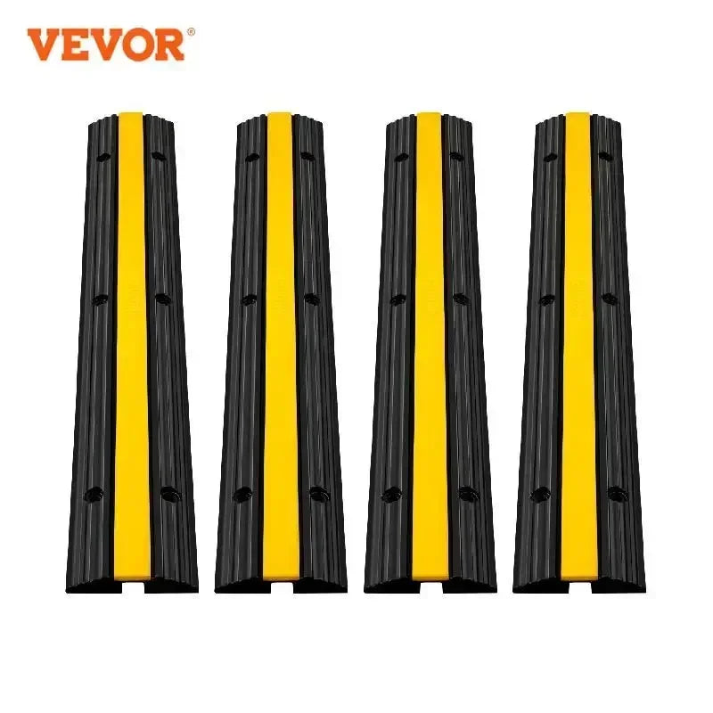 Cable Protector Modular Rubber Speed Bump 4PCS 1 Channel Driveway Ramp Wire Cover Cord Guard for Parking Lot Warehouses