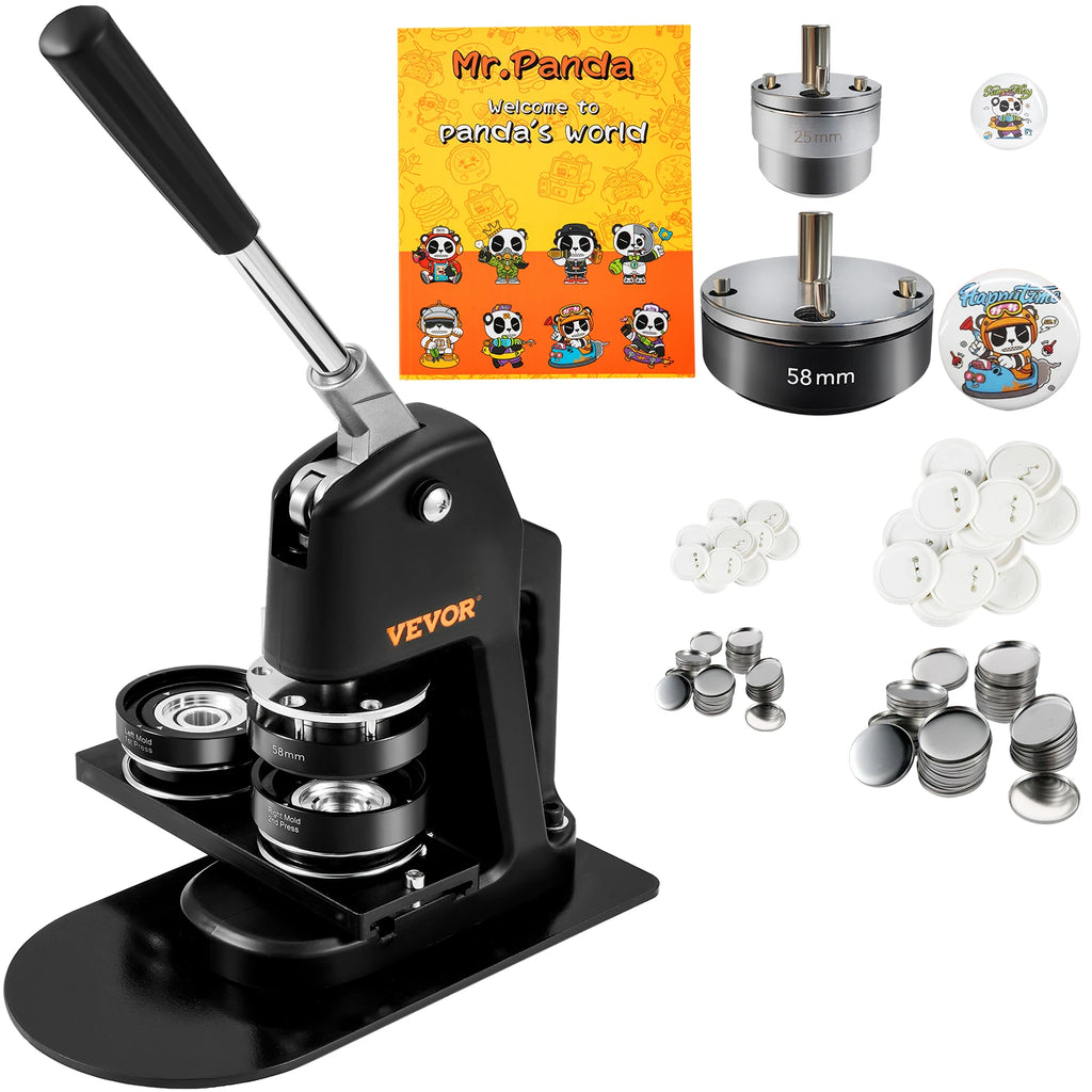 Button Maker Machine Multiple Badge Punch Press Kit DIY Button Pin with 500pcs Parts Circle Manufacture Button Making Tool