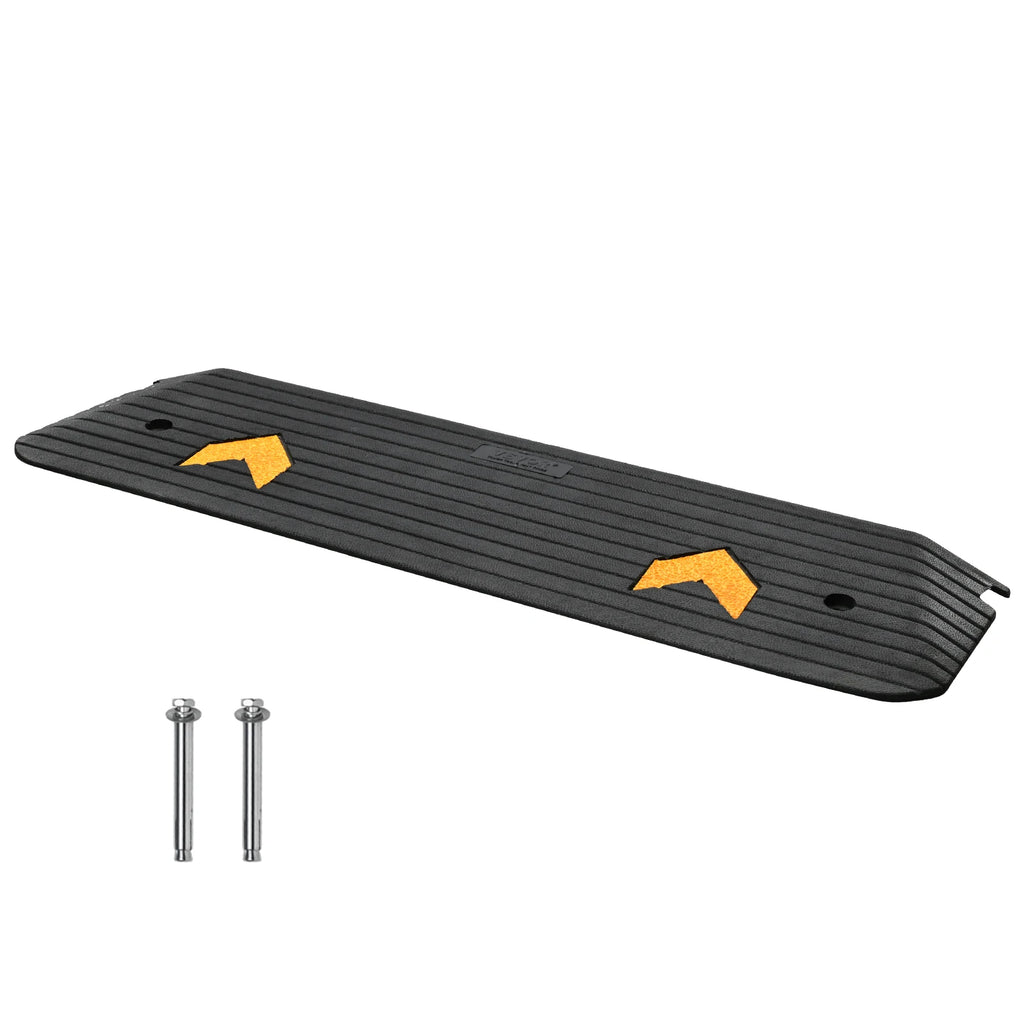 Upgraded Rubber Threshold Ramp,Rise Wheelchair Ramp Doorway, Natural Curb Ramp, Non-Slip Textured Surface Rubber Curb Ramp