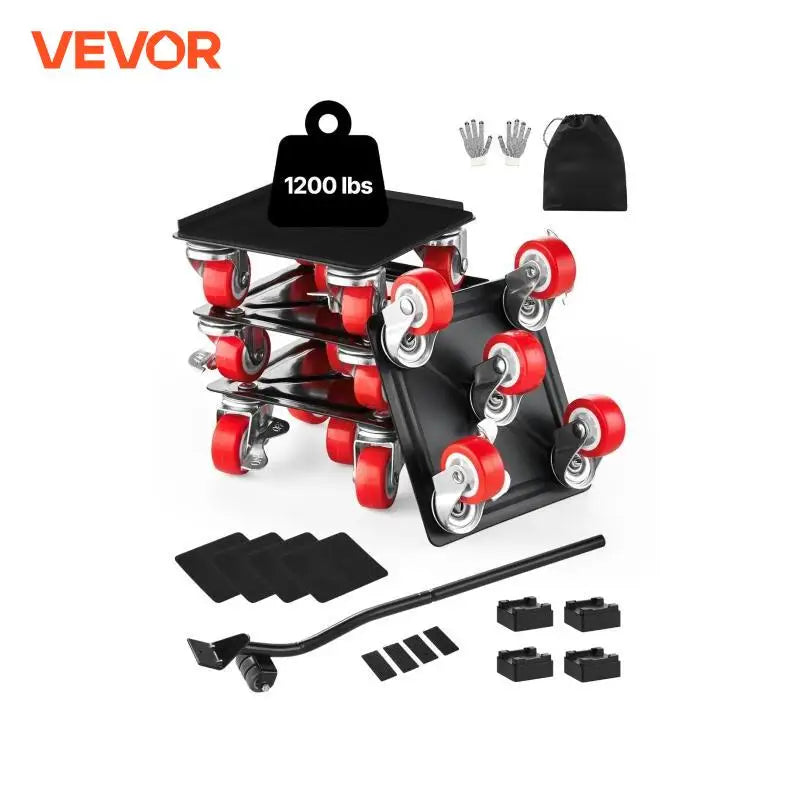 4PCS Furniture Dolly 1200Lbs/3474Lbs Fridge Movers with 5 360° Rotation Wheels & Lift Slider Tool Set for Appliances Sofa