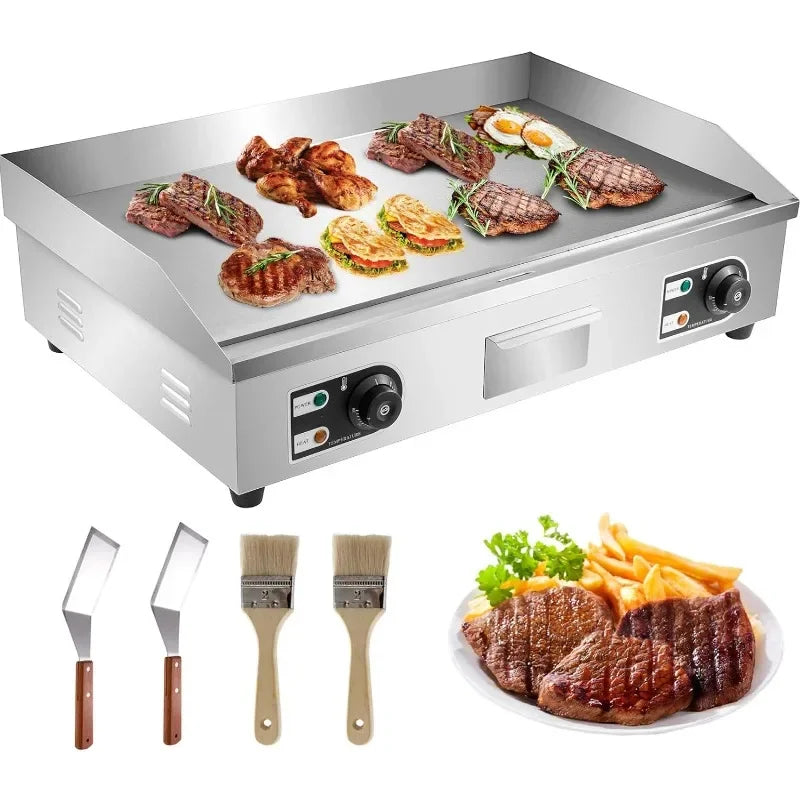30" Commercial Electric Griddle 3000W Electric Countertop Griddle Non-Stick Restaurant 110V Teppanyaki Flat Top Grill