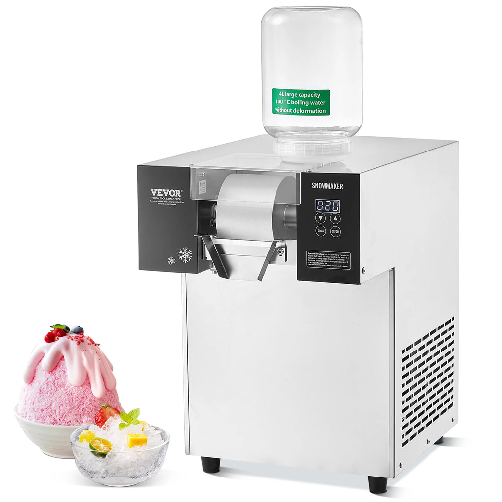 Commercial Snowflake Ice Machine,180KG/24H Snowflake Ice Maker,Stainless Steel Ice Shaver Machine,Electric Snow Cone Maker