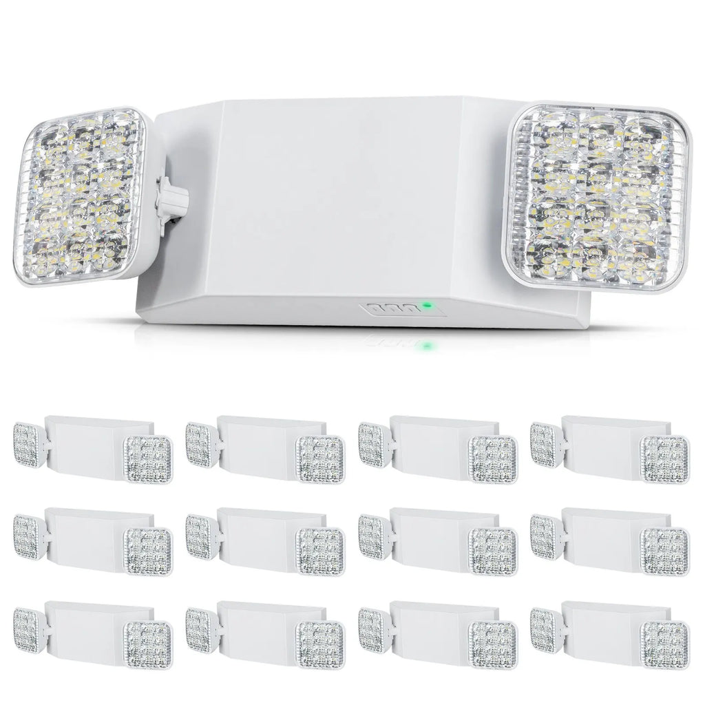 12 PCS Emergency Light, 3W, White LED Emergency Exit Lighting Fixtures w/180 Minutes Backup Battery Ceiling or Wall Mount