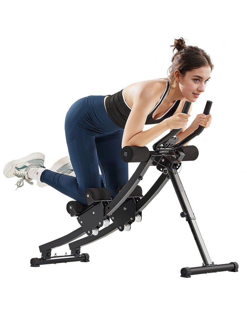 AB Workout Machine, Dual-track Ab Workout Equipment at Home Gym, Core & Abdominal Trainers for Women, 440 lbs Weight Capacity Strength Training Ab Cruncher, Foldable Adjustable Fitness Exerciser