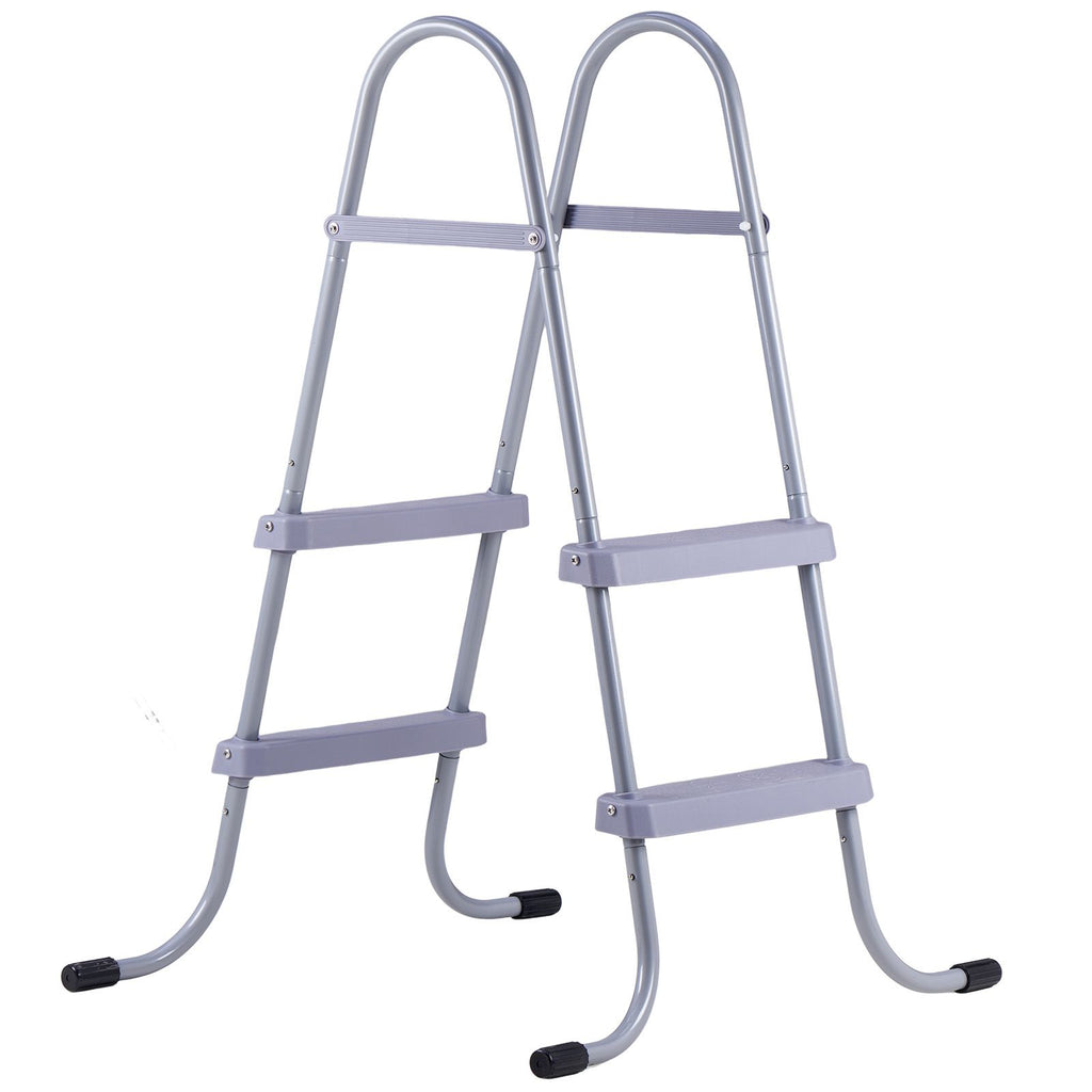 Above Ground Pool Ladder, 2-Step Steel A-Frame Swimming Pool Stairs for 33 in High Wall, 300 lbs Capacity Entry/Exit Steps with Secure Non-Slip Sturdy Wide Step, Easy Setup Outdoor, Gray