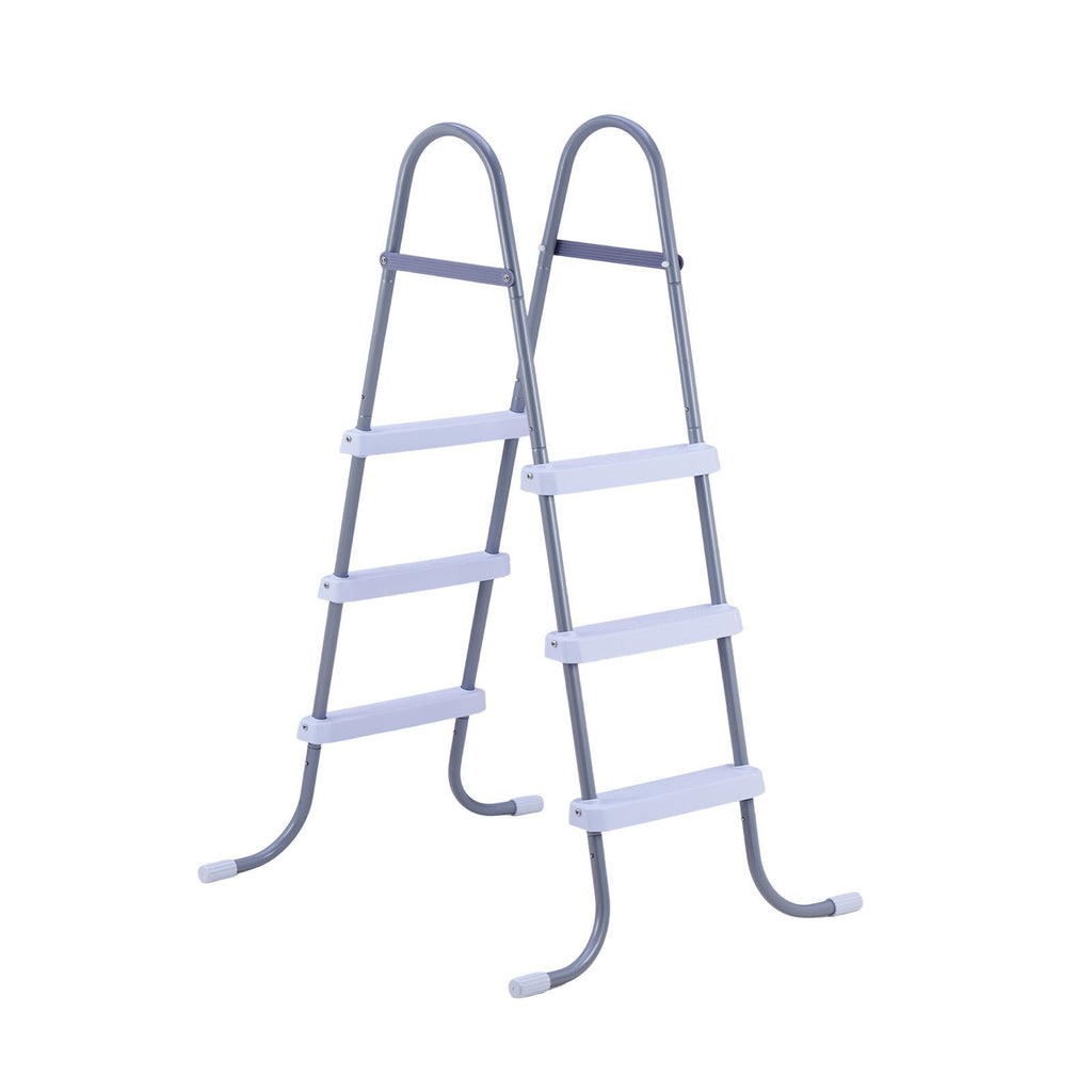 Above Ground Pool Ladder, 3-Step Steel A-Frame Swimming Pool Stairs for 42 in High Wall, 300 lbs Capacity Entry/Exit Steps with Secure Non-Slip Sturdy Wide Step, Easy Setup, Gray & White