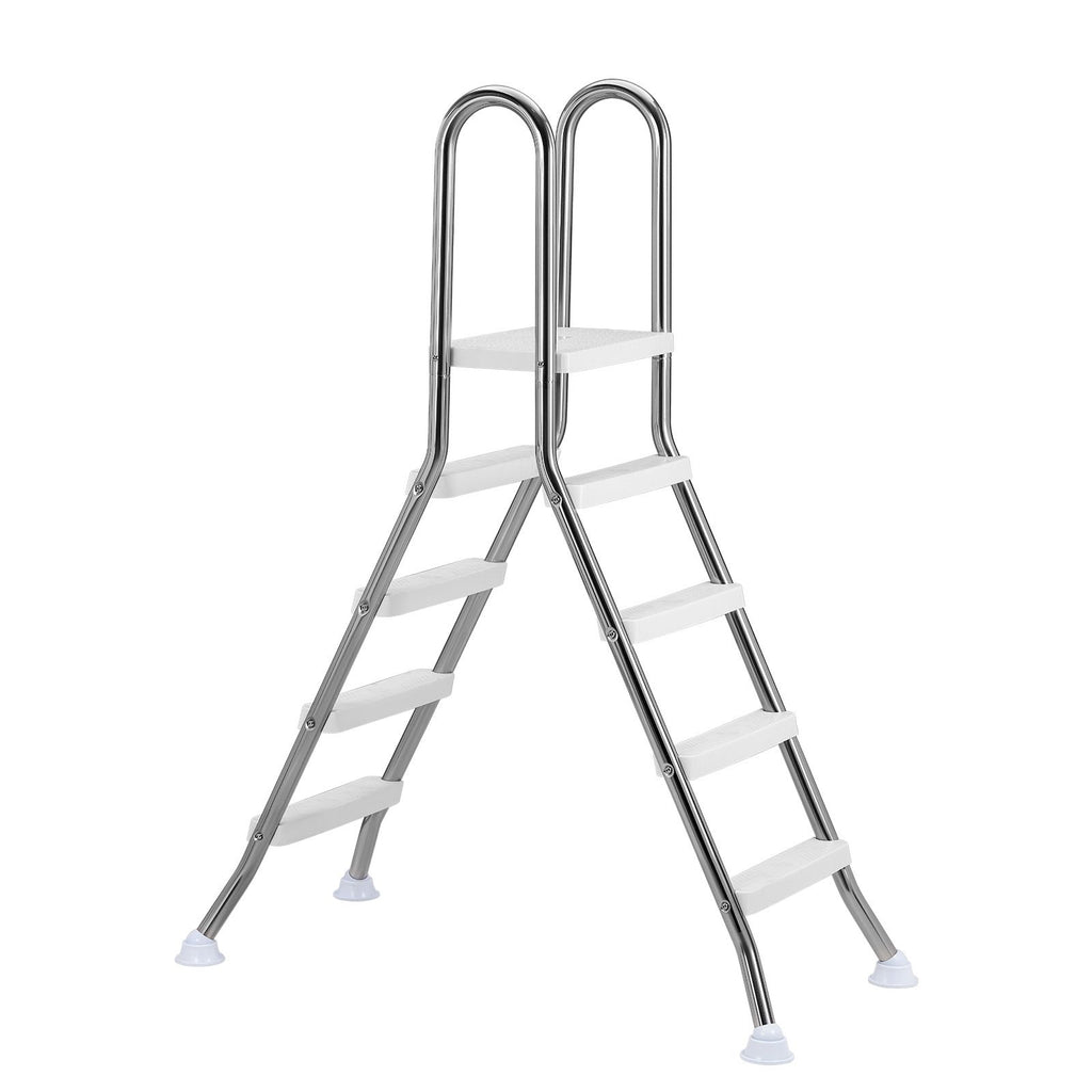 Above Ground Pool Ladder, Stainless Steel A-Frame Swimming Pool Stairs for 49.2 in High Wall, 330 lbs Capacity Heavy Duty Entry/Exit Steps with Secure Non-Slip 4 Steps and Platform, Silver