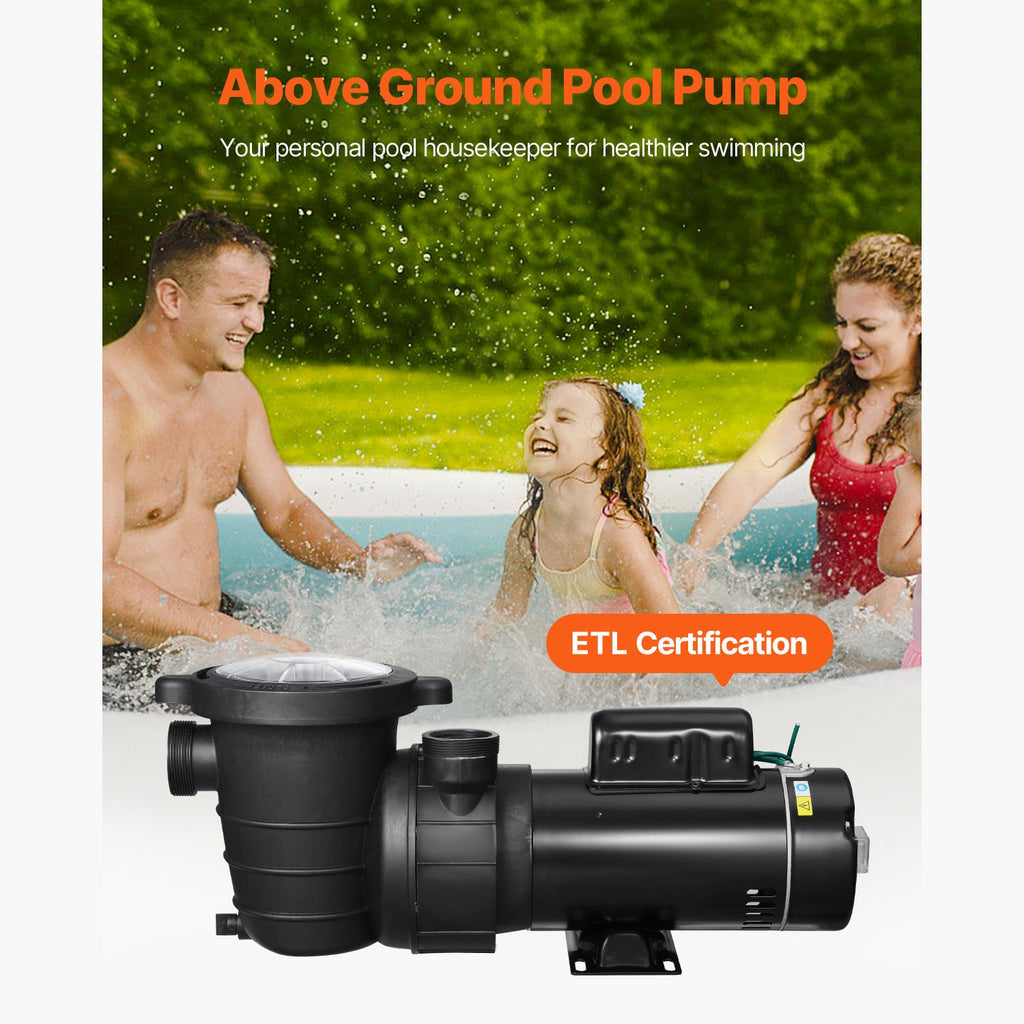 Above Ground Pool Pump, 1.5HP/0.35HP, Dual Speed Swimming Pool Pump, High 110 GPM 54 ft Lift, Low 52 GPM 14 ft Lift, 110V 3450 RPM with Strainer Basket, 122 Fahrenheit Max Water Temp image 2