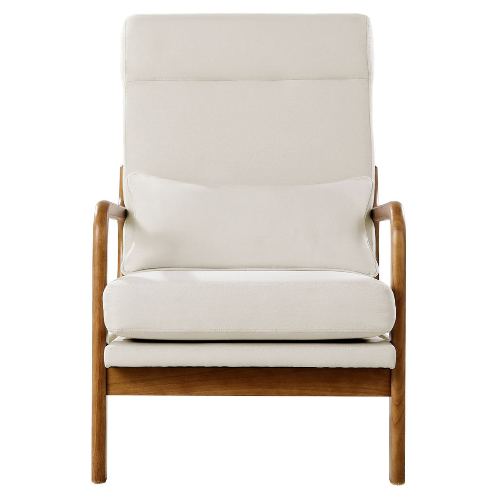 Accent Chair, High Back Mid Century Modern Armchair with Solid Wood Frame and Non-Slip Legs, Upholstered Leisure Chair with Linen Fabric and 5.3 in Thickened Cushion, for Living Room, Bedroom